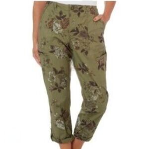Democracy Olive Floral Print Cargo